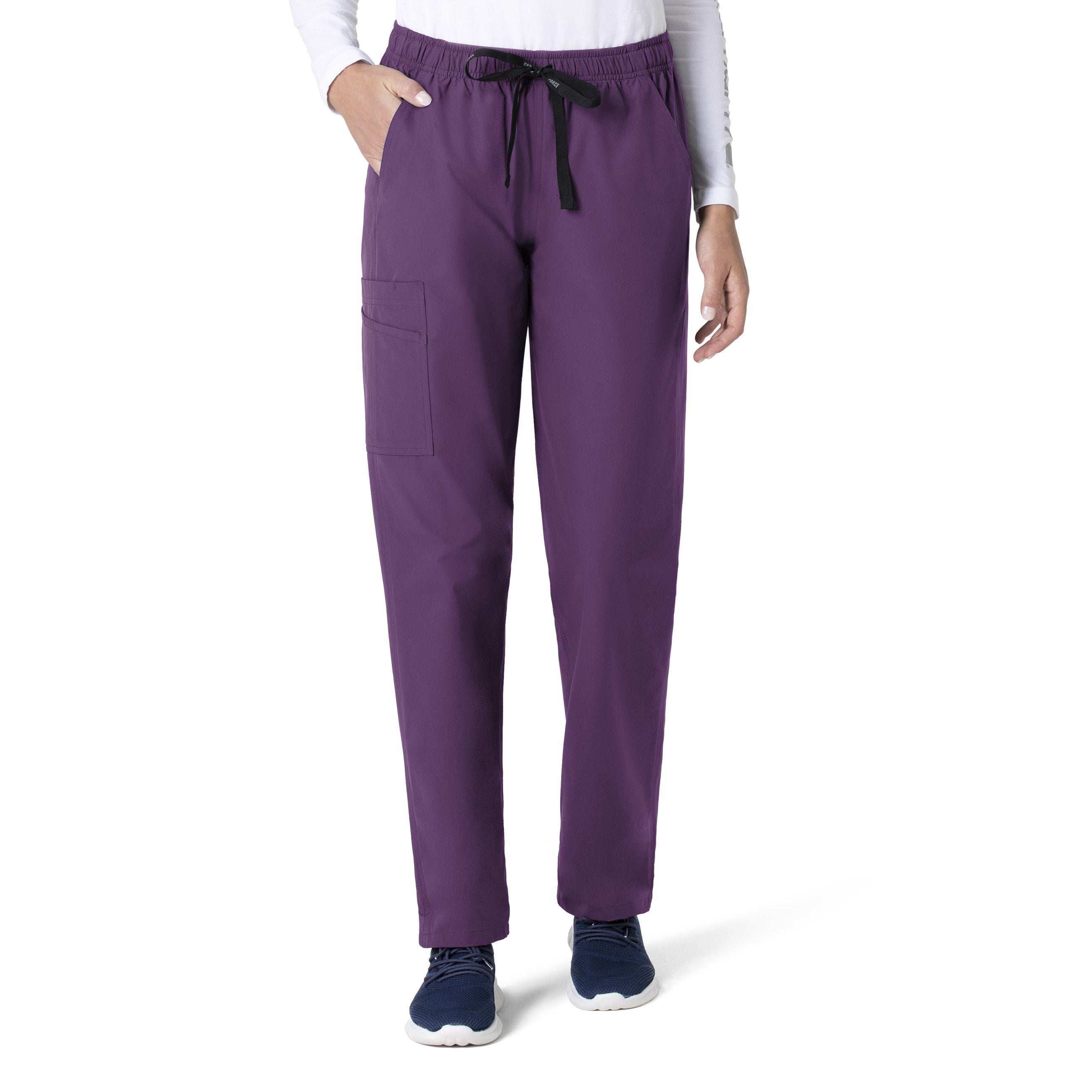 Force Essentials C55013 Unisex Elastic Waist Cargo Scrub Pants Eggplant