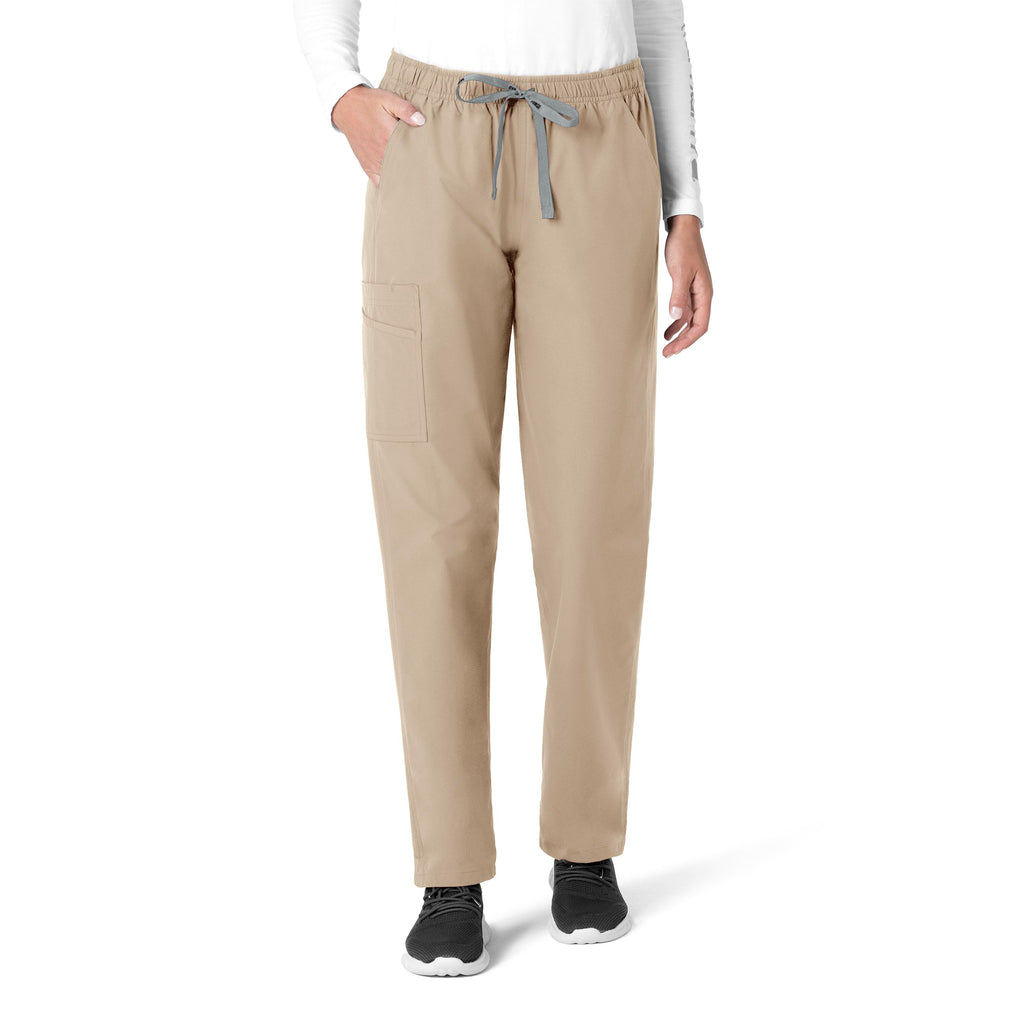 Force Essentials C55013 Unisex Elastic Waist Cargo Scrub Pants Khaki