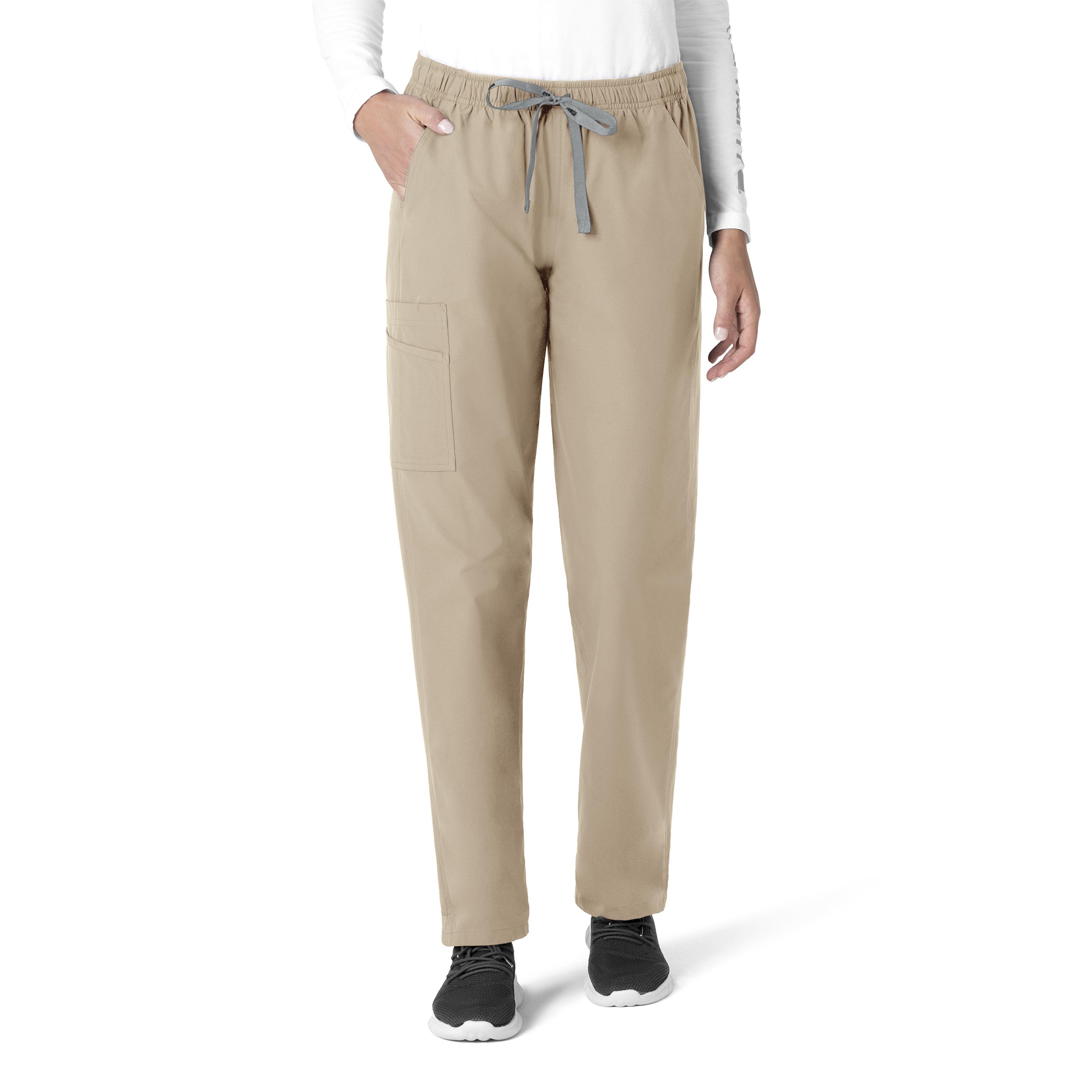 Force Essentials C55013 Unisex Elastic Waist Cargo Scrub Pants Khaki