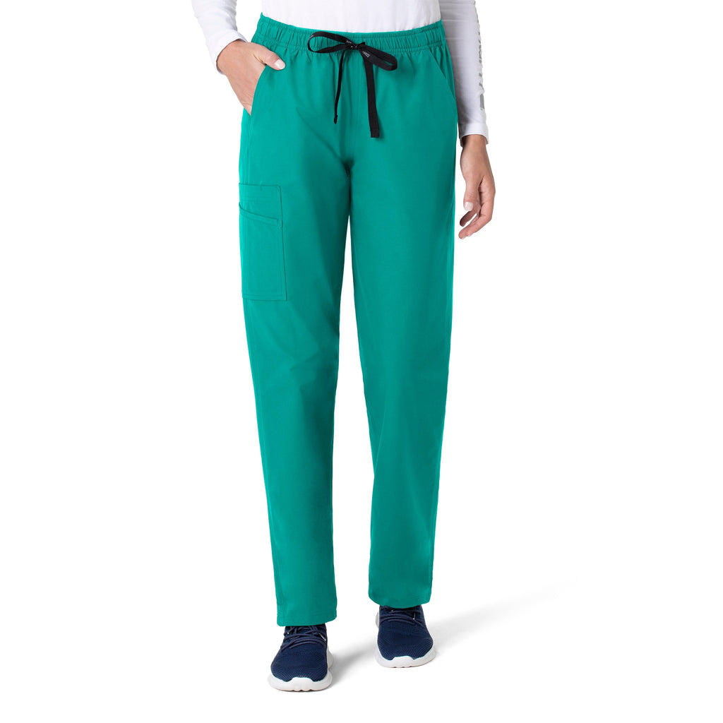 Force Essentials C55013 Unisex Elastic Waist Cargo Scrub Pants Teal Blue
