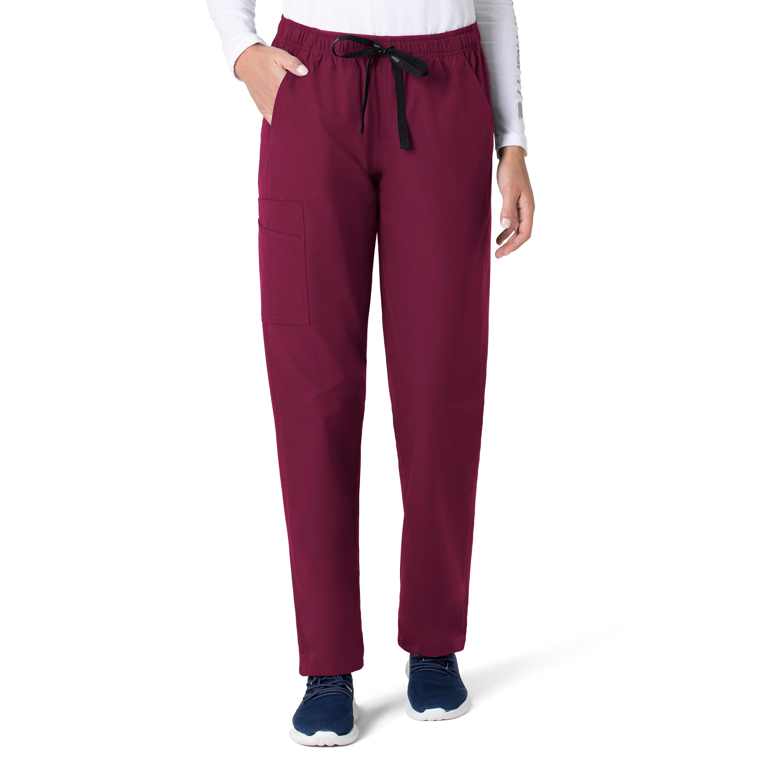 Force Essentials C55013 Unisex Elastic Waist Cargo Scrub Pants Wine