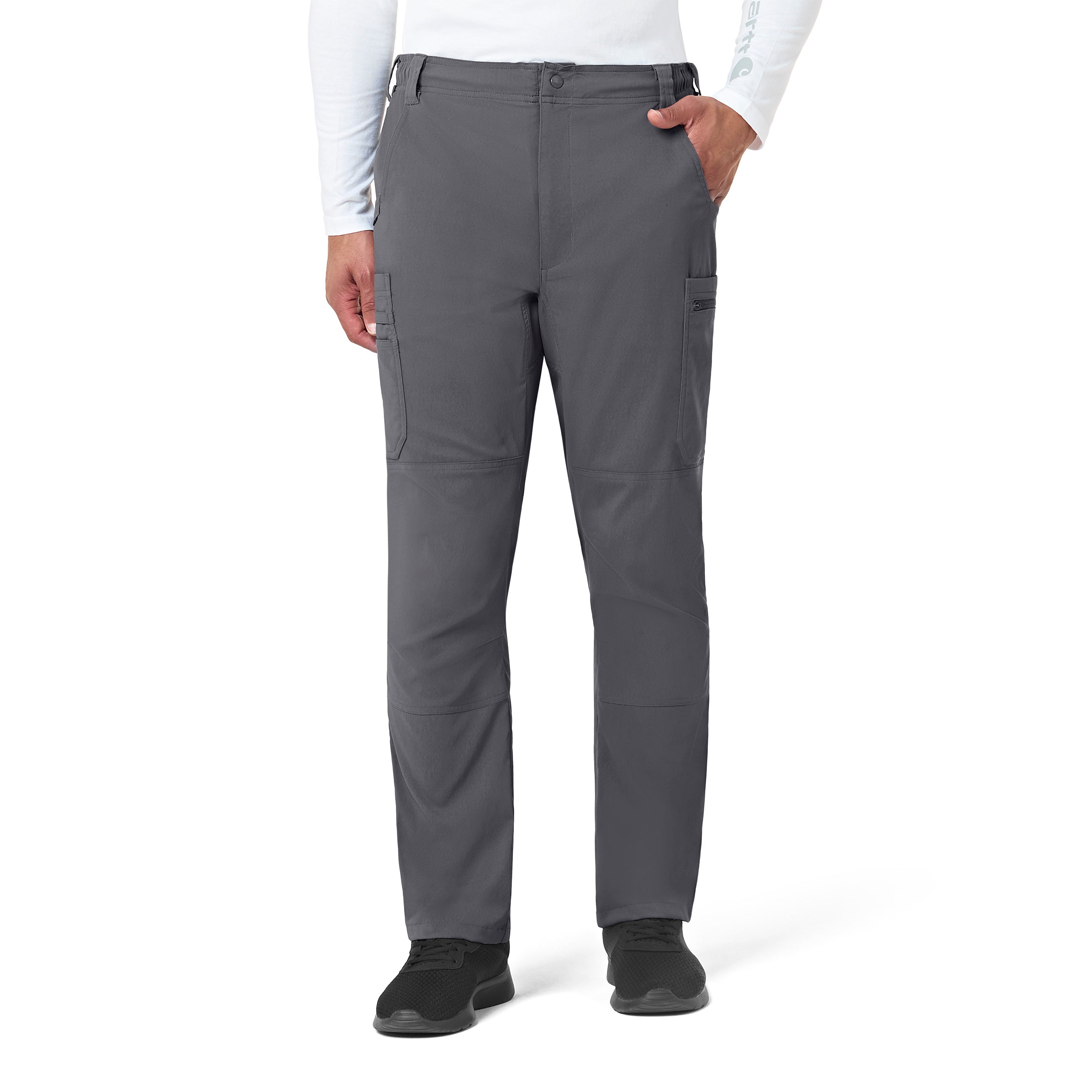 Rugged Flex Peak C55037 Men's Straight Leg Cargo Scrub Pants Pewter