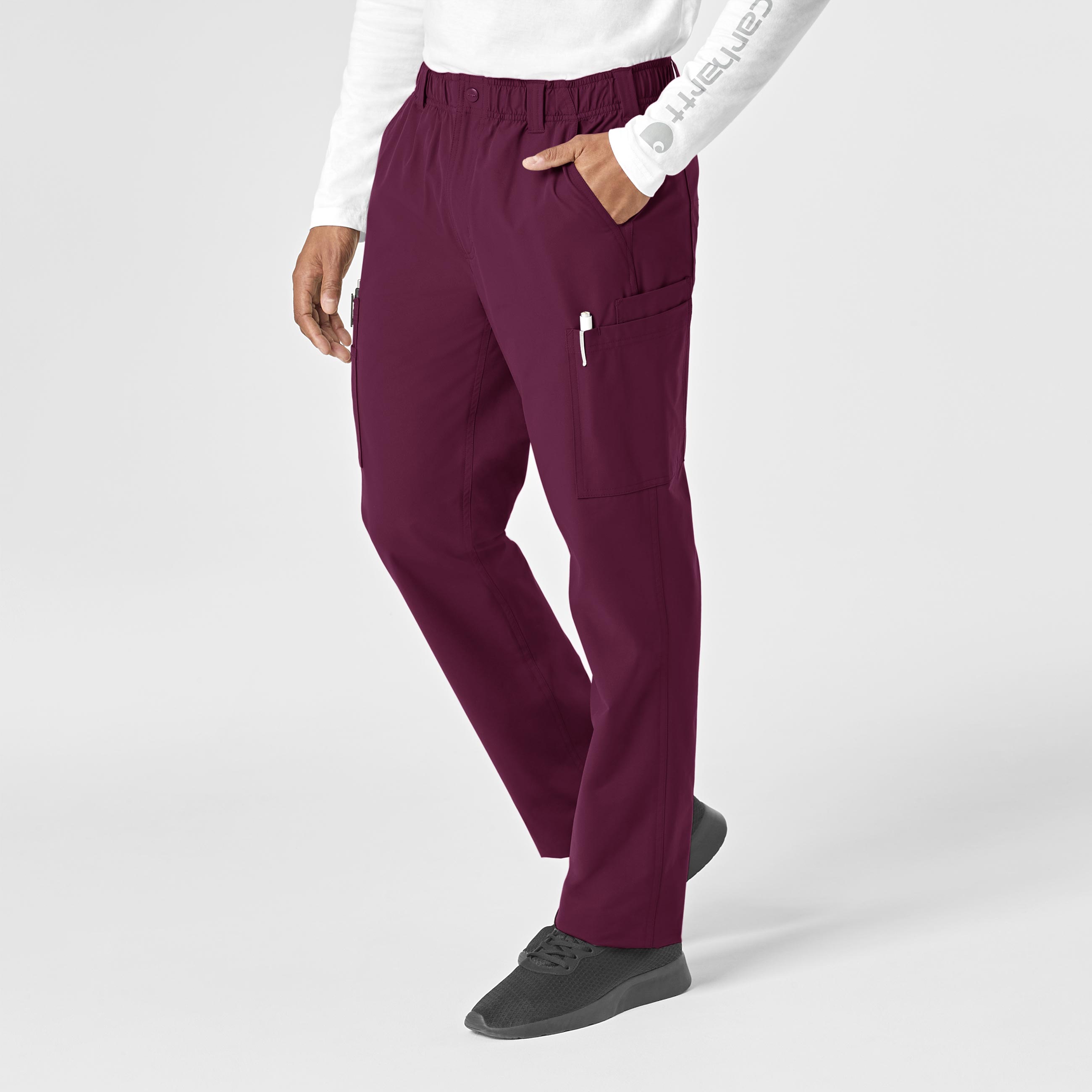 Force Essentials C56113 Men's Straight Leg Cargo Scrub Pants Wine