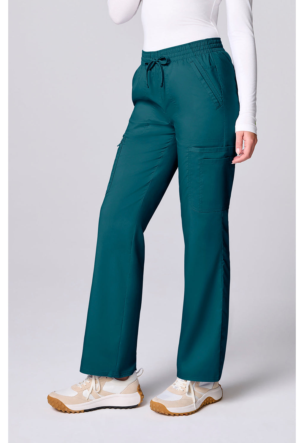 Workwear Revolution CK00002 Women's 12 Pockets Straight Leg Scrub Pants Caribbean Blue