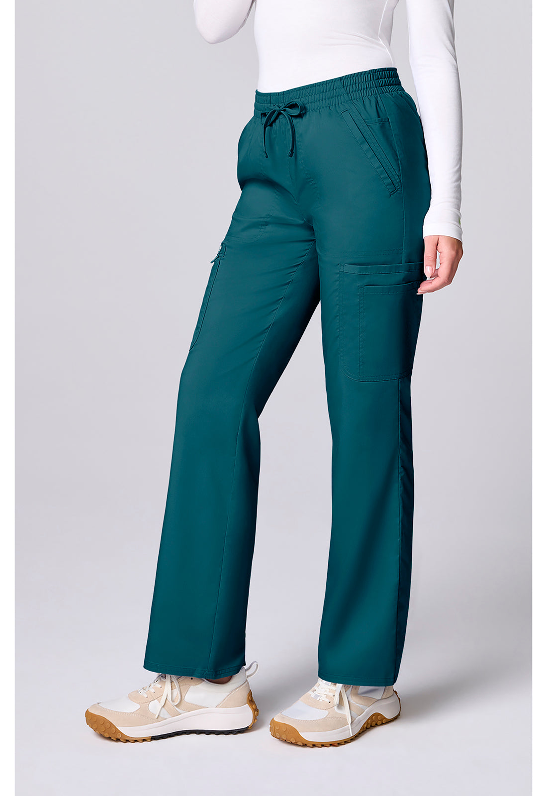 Workwear Revolution CK00002 Women's 12 Pockets Straight Leg Scrub Pants Caribbean Blue