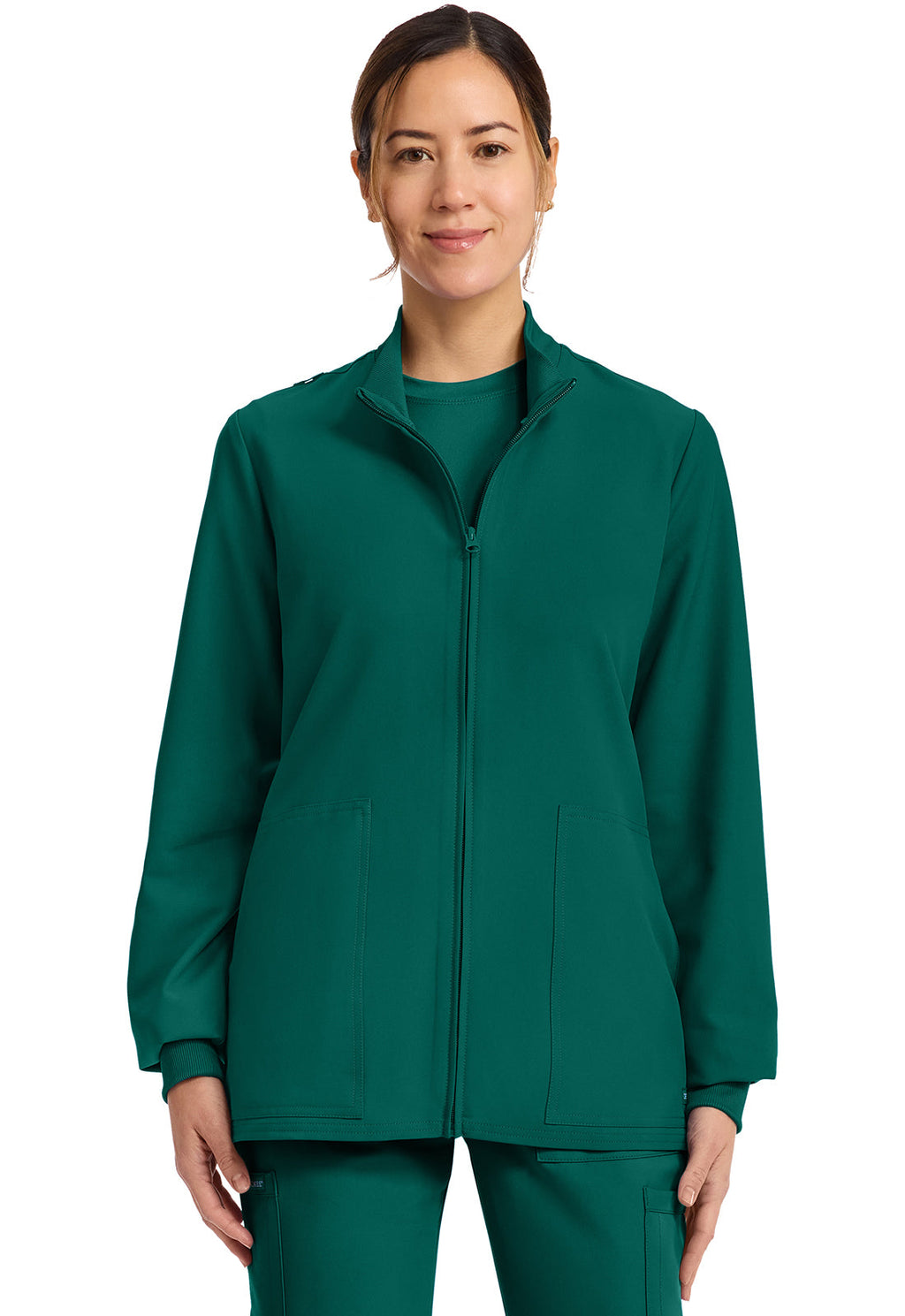 Workwear Originals Ultra CK00013A Women's Zip Up Scrub Jacket Hunter Green