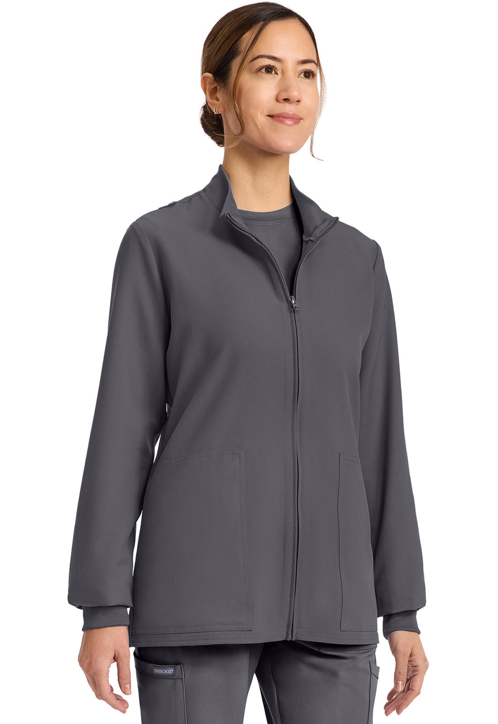 Workwear Originals Ultra CK00013A Women's Zip Up Scrub Jacket Pewter