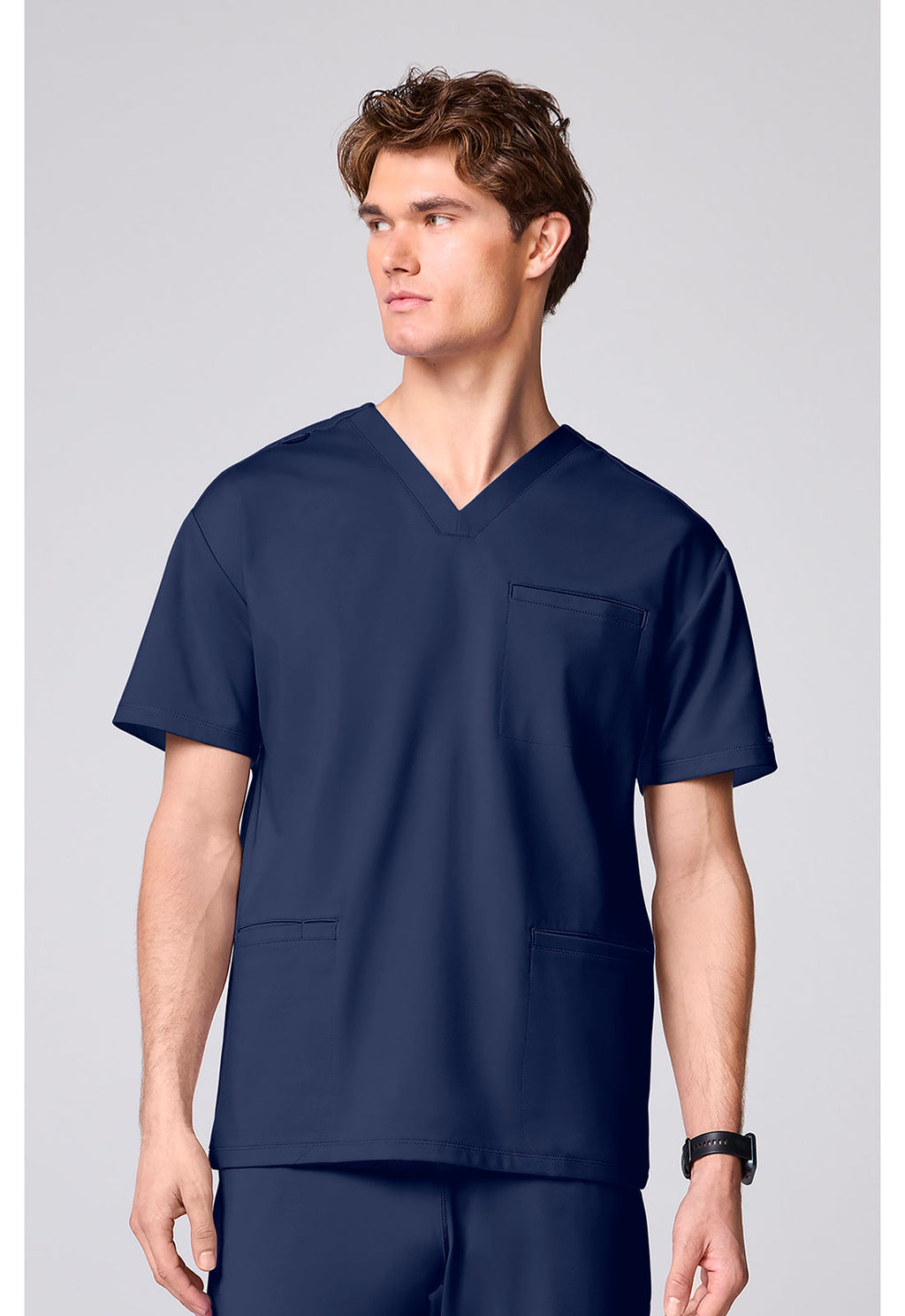 Achieve CK00037 Men's 3 Pocket V-neck Scrub Top Navy