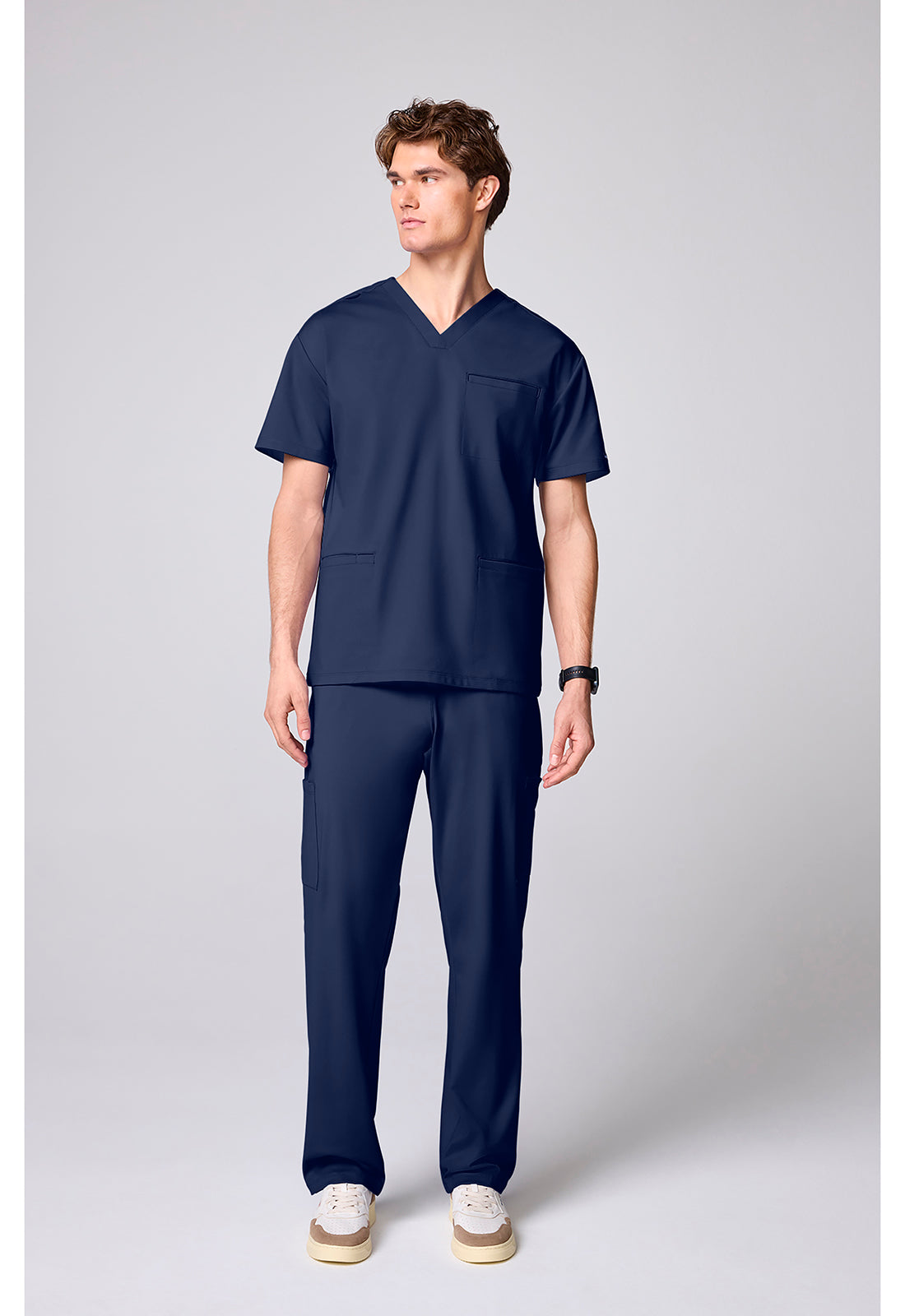 Achieve CK00037 Men's 3 Pocket V-neck Scrub Top Navy