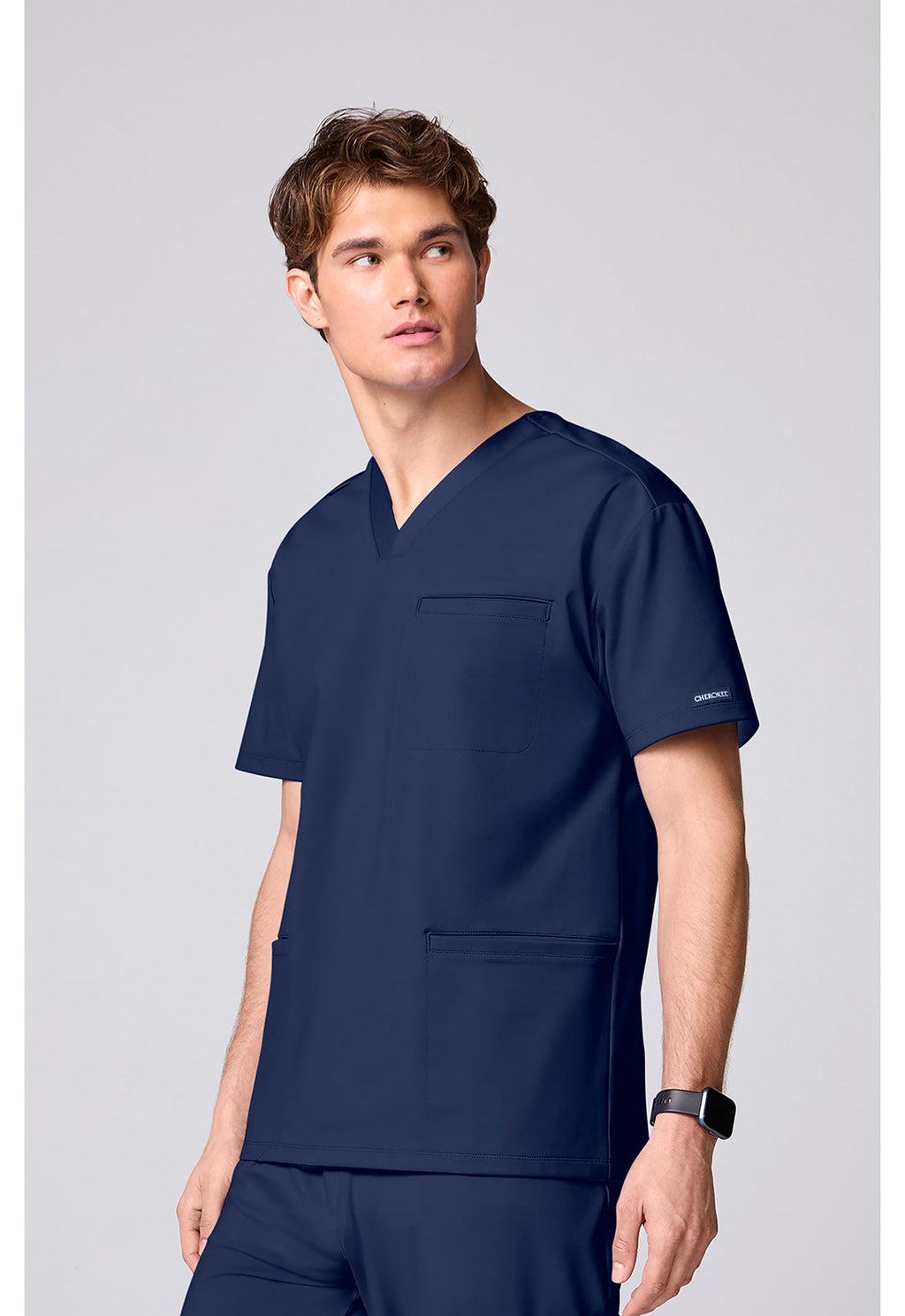 Achieve CK00037 Men's 3 Pocket V-neck Scrub Top Navy
