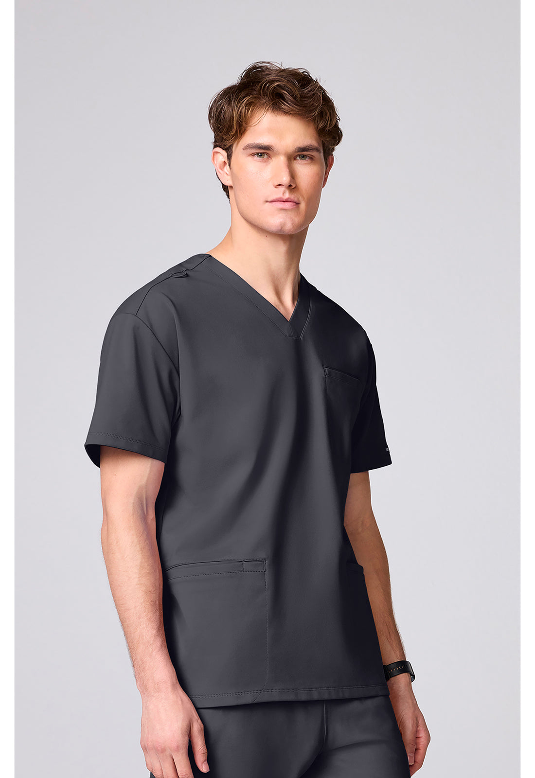 Achieve CK00037 Men's 3 Pocket V-neck Scrub Top Pewter