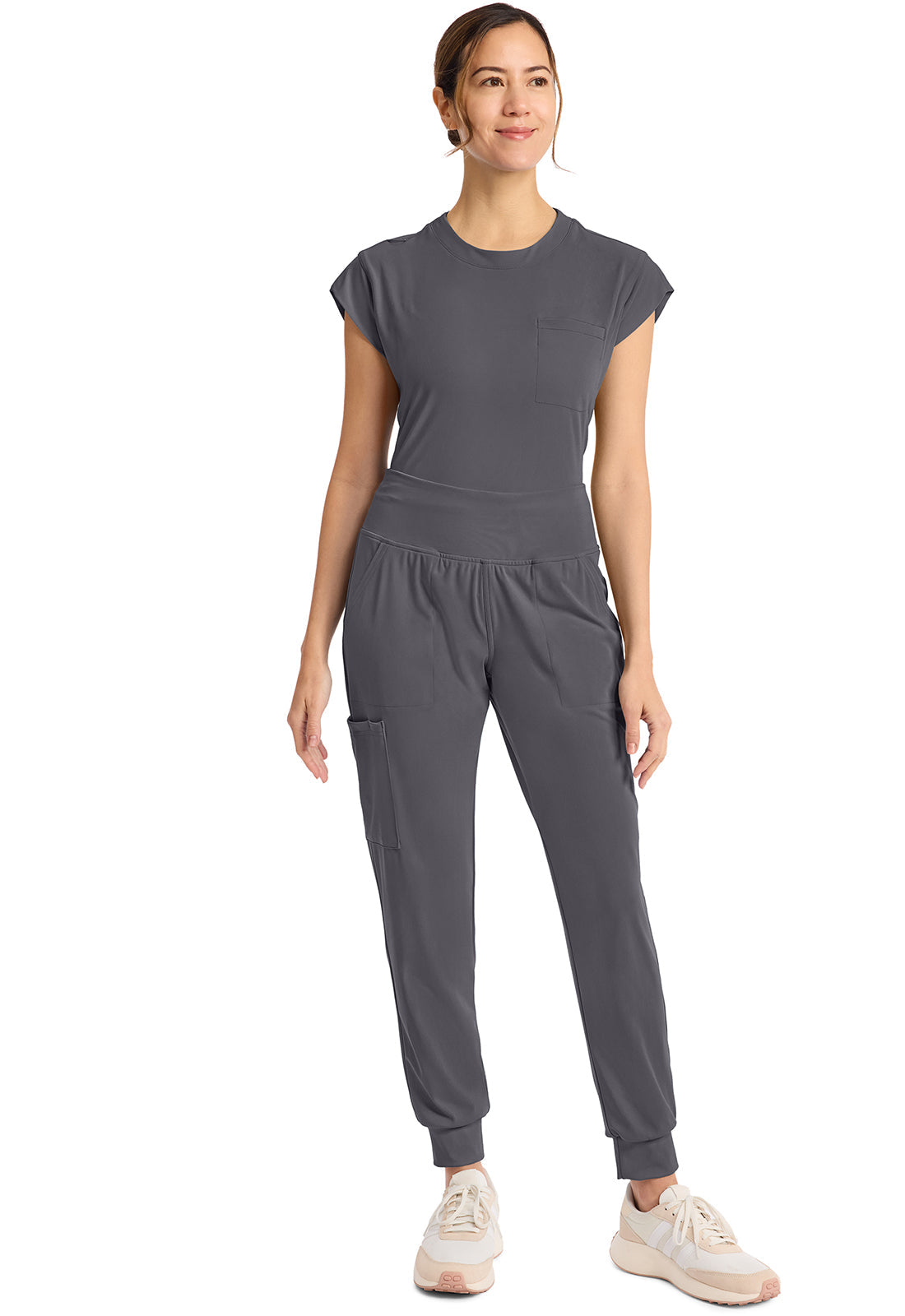 Achieve CK033 Women's 5-Pocket Jogger Scrub Pants Pewter