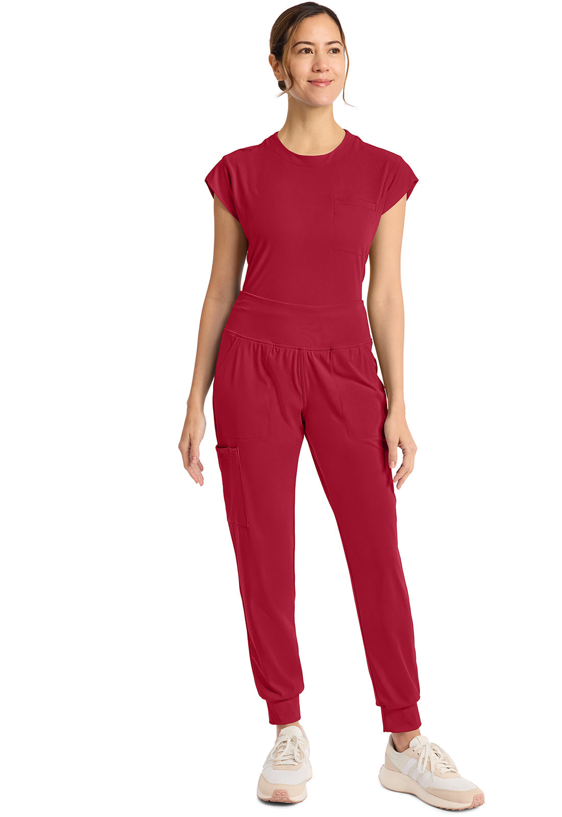 Achieve CK033 Women's 5-Pocket Jogger Scrub Pants Red