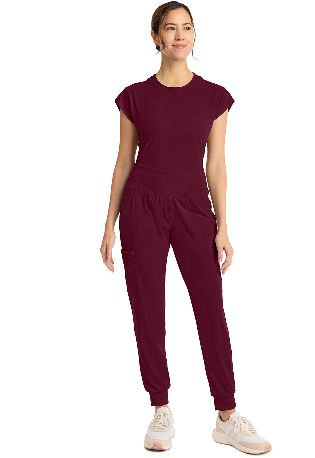Achieve CK033 Women's 5-Pocket Jogger Scrub Pants Wine