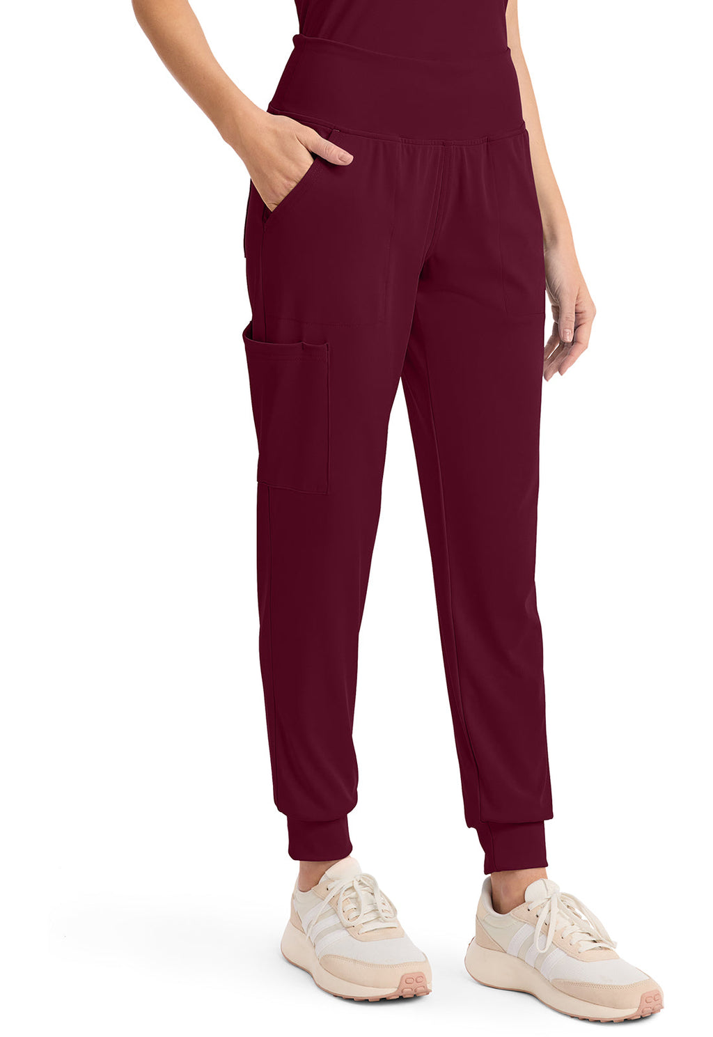Achieve CK033 Women's 5-Pocket Jogger Scrub Pants Wine