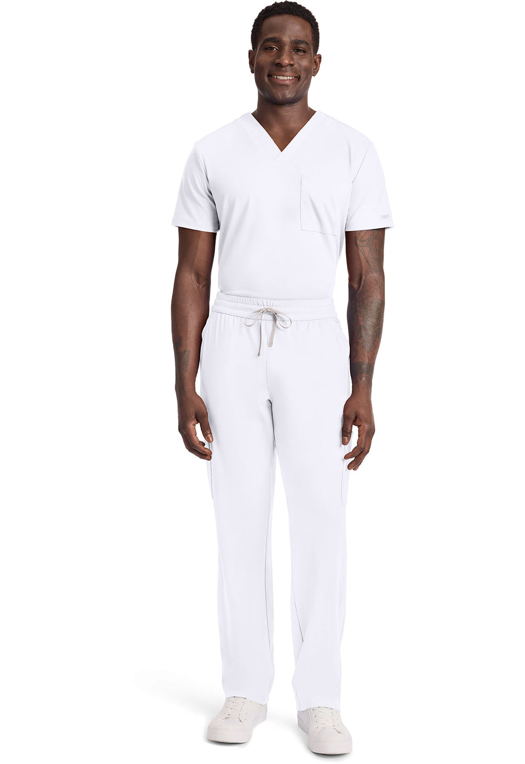 Achieve CK036 Men's 5-Pocket Straight Leg Scrub Pants White