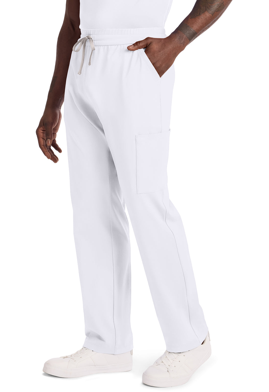 Achieve CK036 Men's 5-Pocket Straight Leg Scrub Pants White