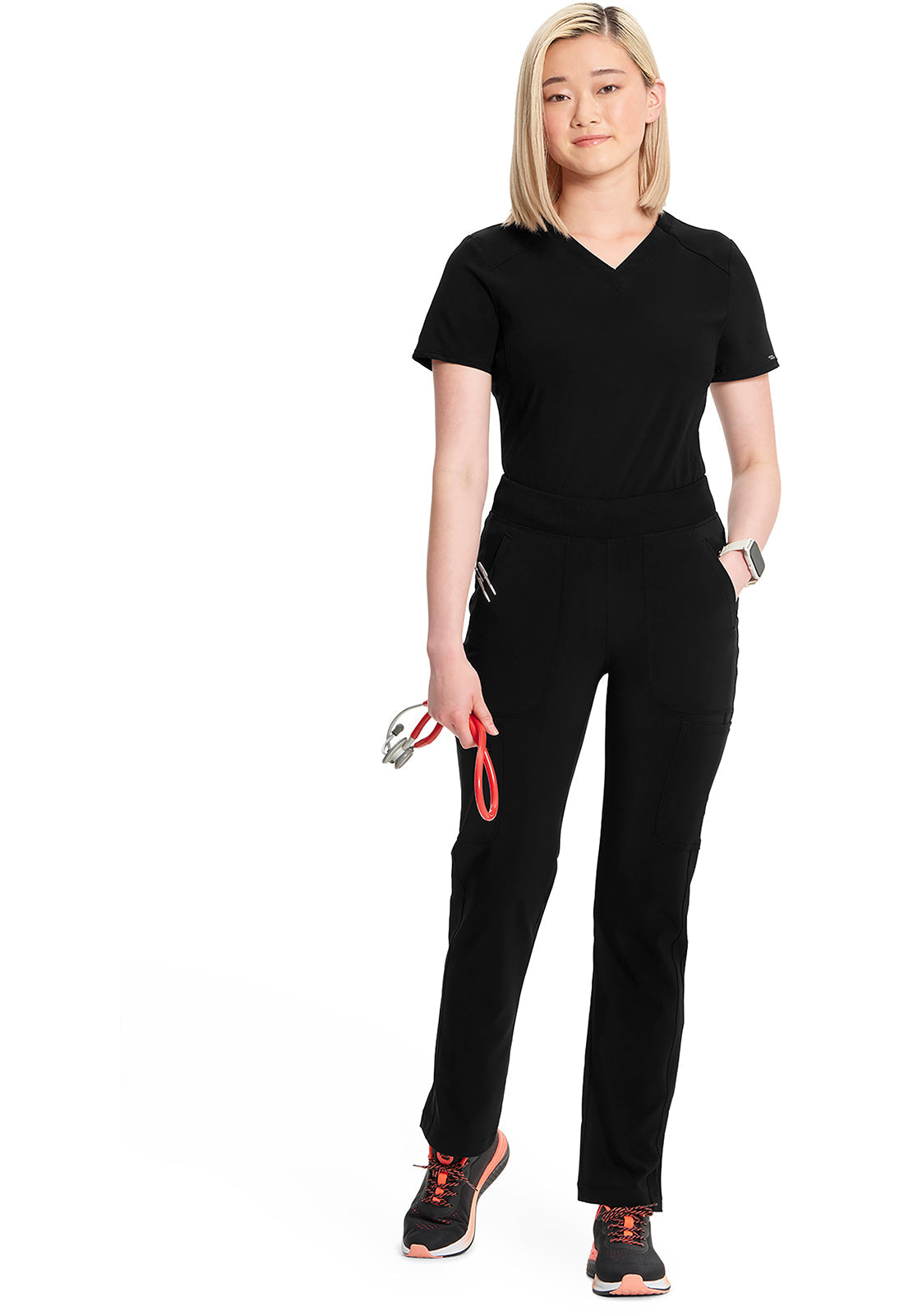 Infinity CK065A Women's Mid Rise Tapered Leg Pull-on Scrub Pants Black