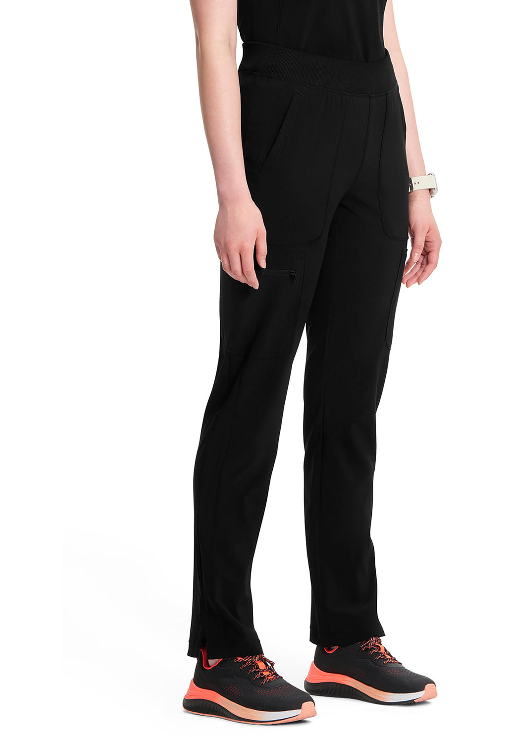 Infinity CK065A Women's Mid Rise Tapered Leg Pull-on Scrub Pants Black