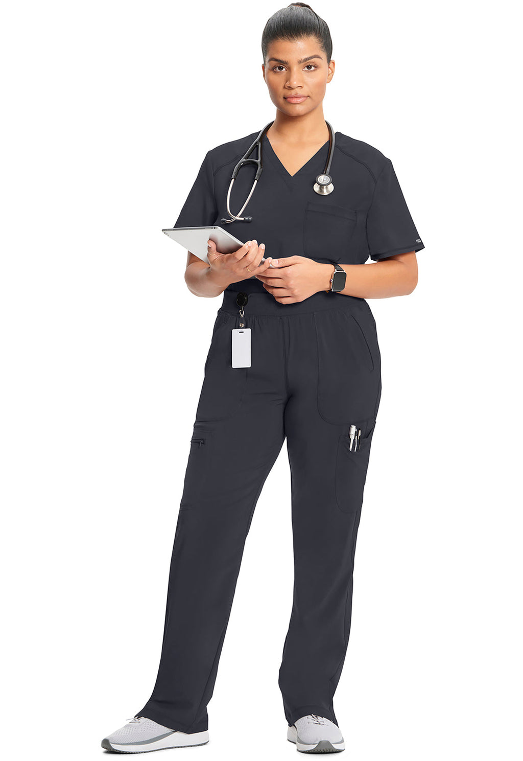 Infinity CK065A Women's Mid Rise Tapered Leg Pull-on Scrub Pants Pewter