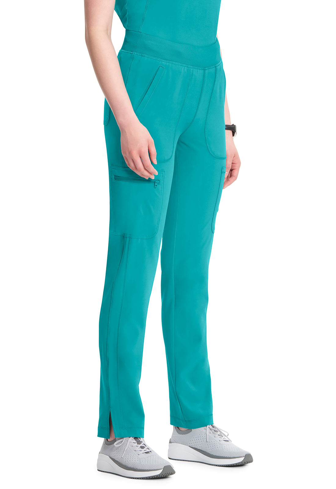 Infinity CK065A Women's Mid Rise Tapered Leg Pull-on Scrub Pants Teal Blue