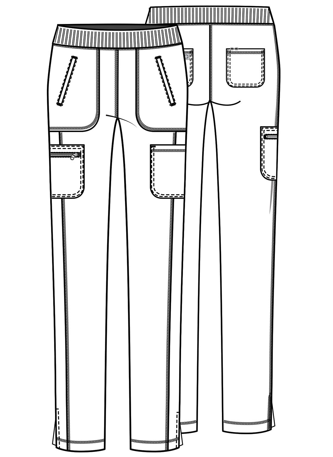 Infinity CK065A Women's Mid Rise Tapered Leg Pull-on Scrub Pants White