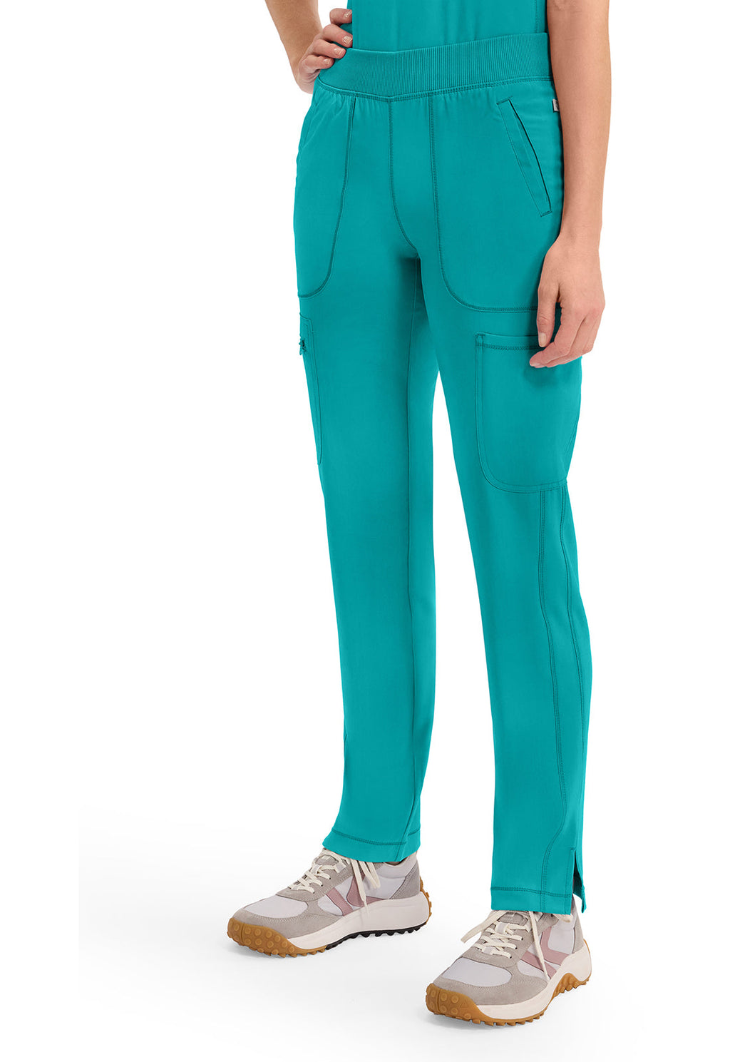 Infinity CK065A Women's Mid Rise Tapered Leg Pull-on Scrub Pants Teal Blue