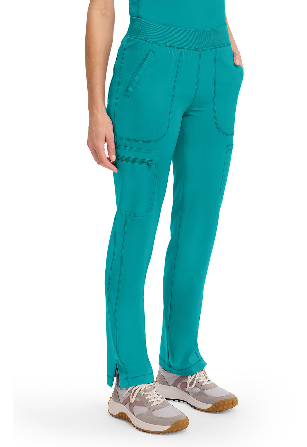 Infinity CK065A Women's Mid Rise Tapered Leg Pull-on Scrub Pants Teal Blue