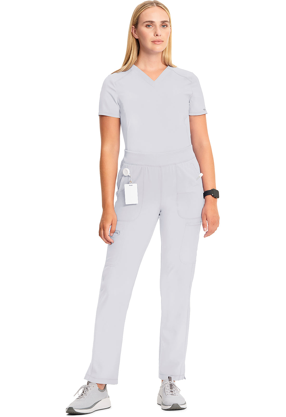Infinity CK065A Women's Mid Rise Tapered Leg Pull-on Scrub Pants White