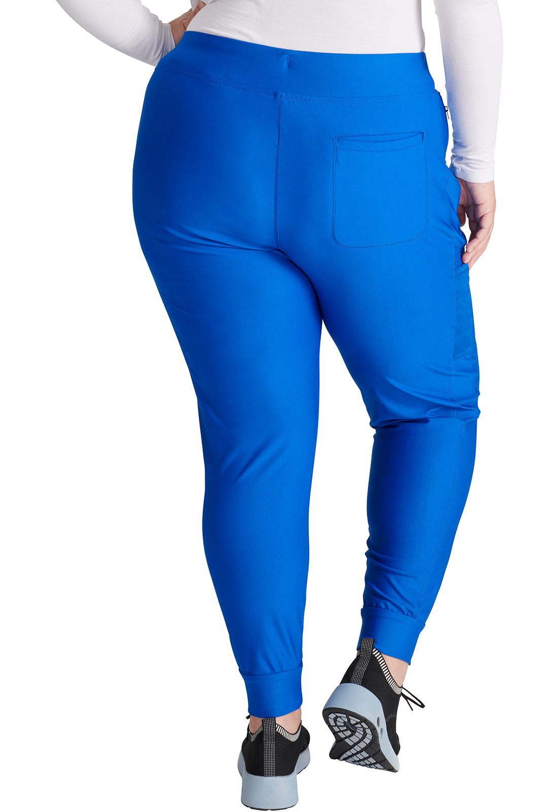 Form CK092 Mid Rise Tapered Leg Drawstring Pants Royal Model Image Back | Cherokee