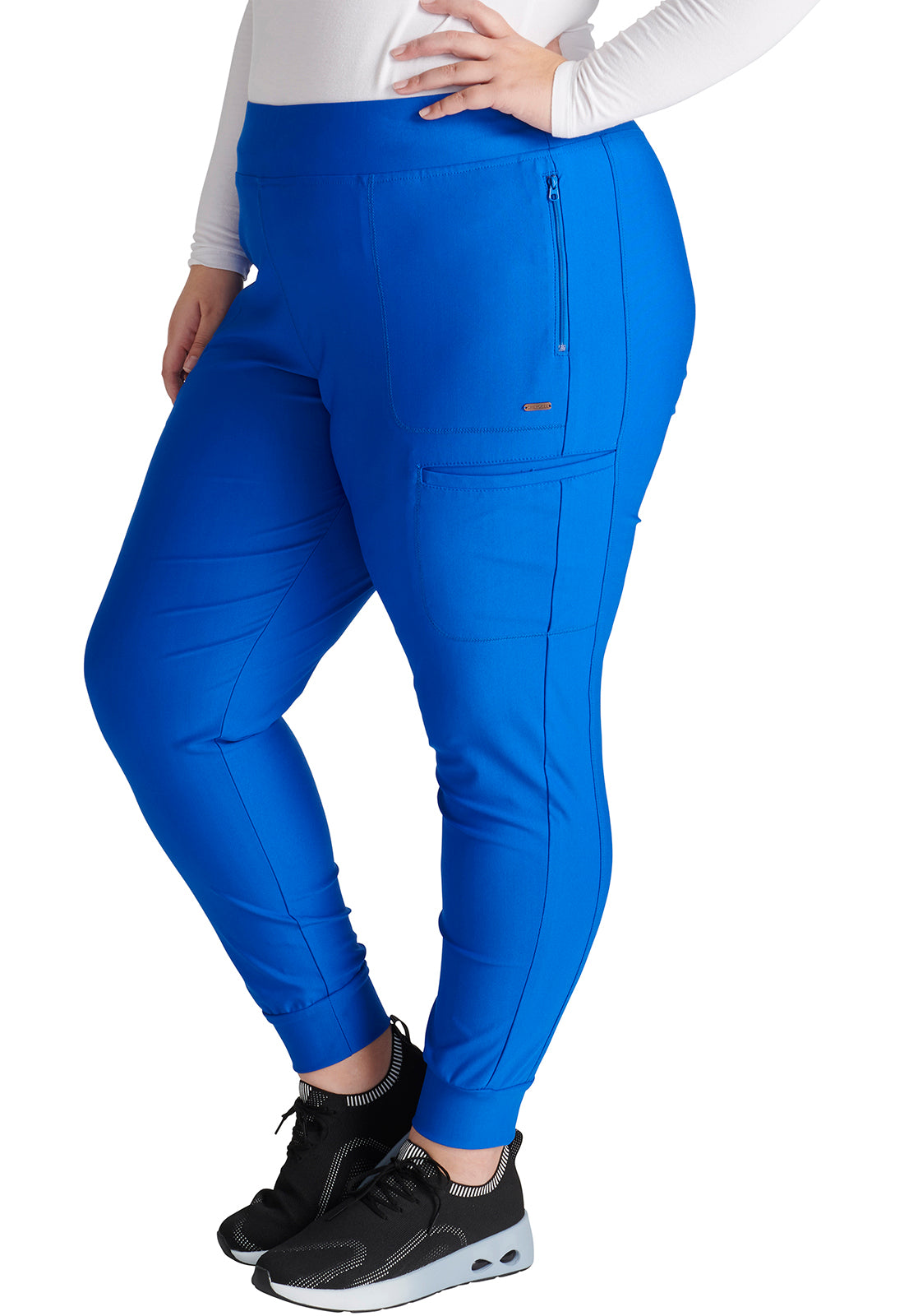 Form CK092 Mid Rise Tapered Leg Drawstring Pants Royal Model Image Right Side | Cherokee