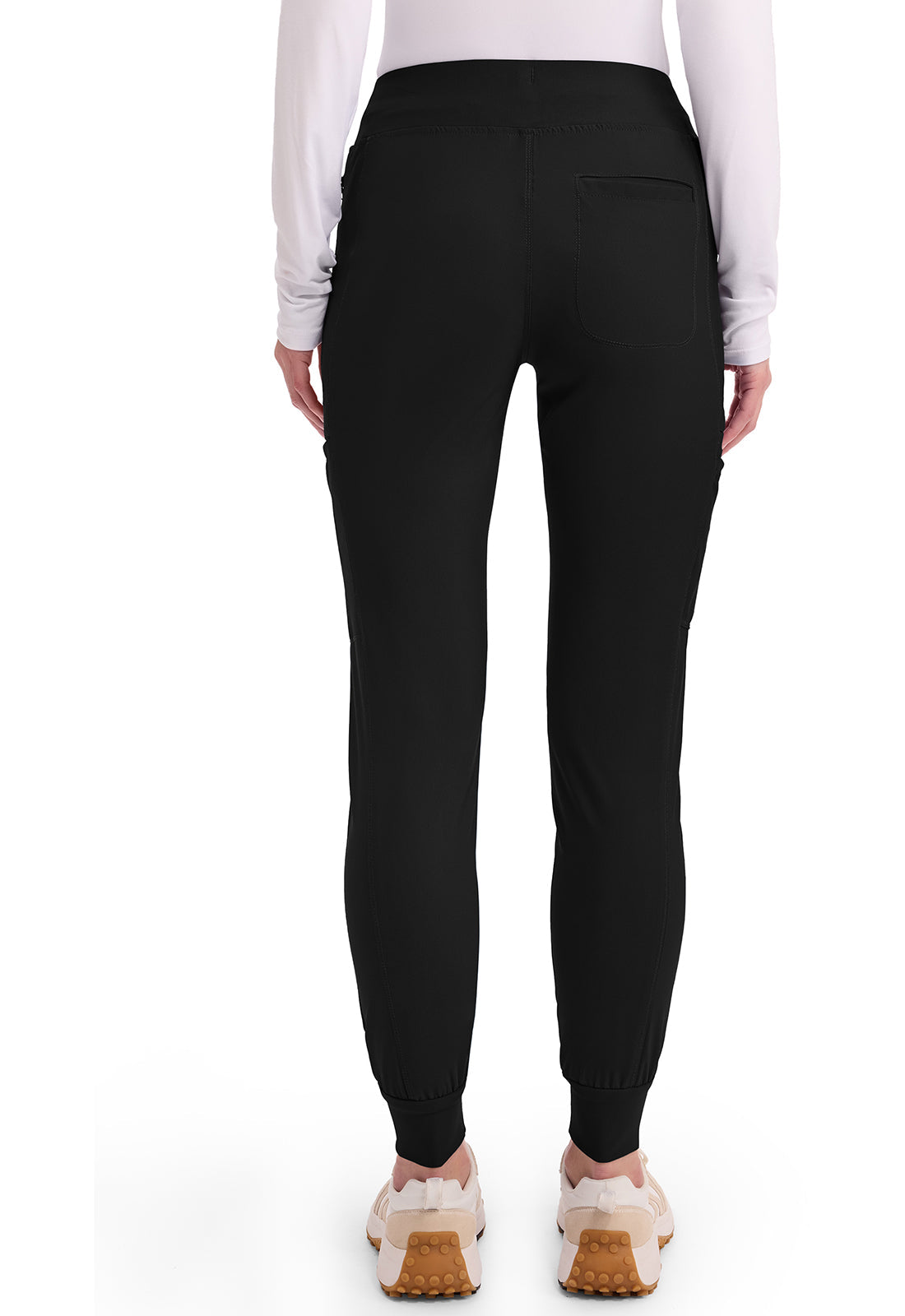 Form CK092 Women's Mid Rise Tapered Leg Drawstring Scrub Pants Black