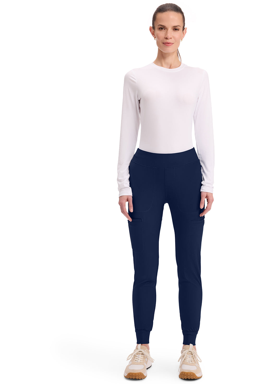 Form CK092 Women's Mid Rise Tapered Leg Drawstring Scrub Pants Navy