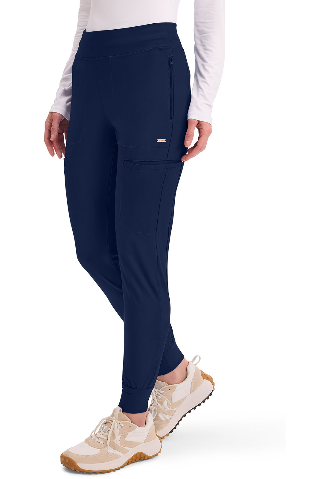 Form CK092 Women's Mid Rise Tapered Leg Drawstring Scrub Pants Navy
