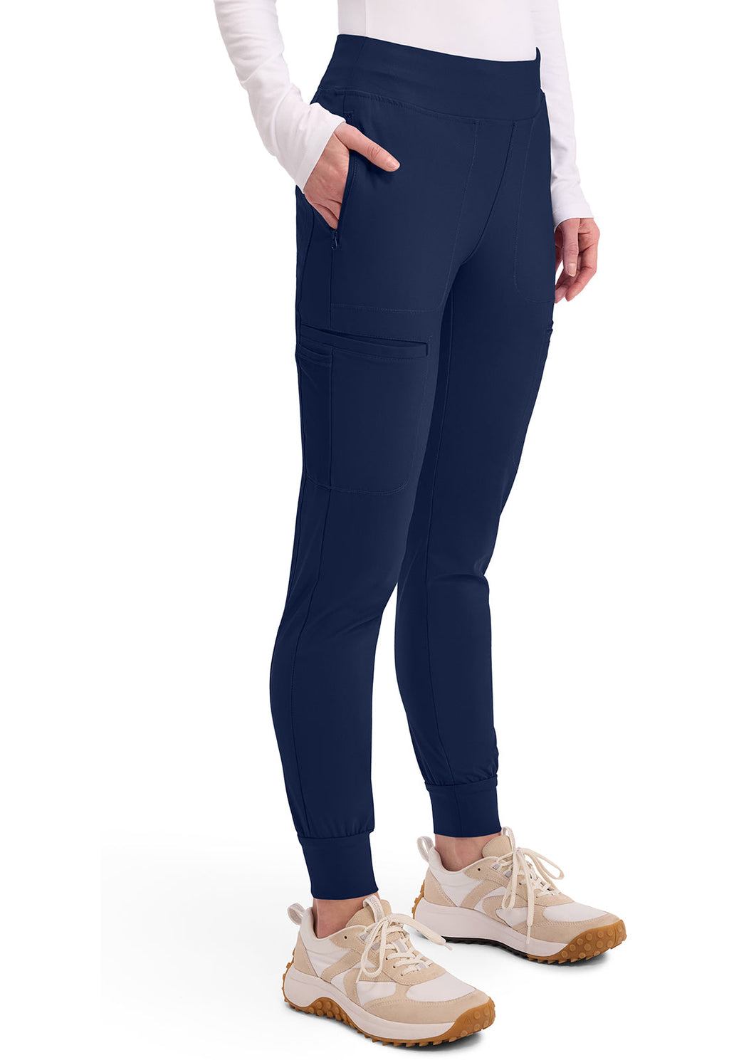 Form CK092 Women's Mid Rise Tapered Leg Drawstring Scrub Pants Navy