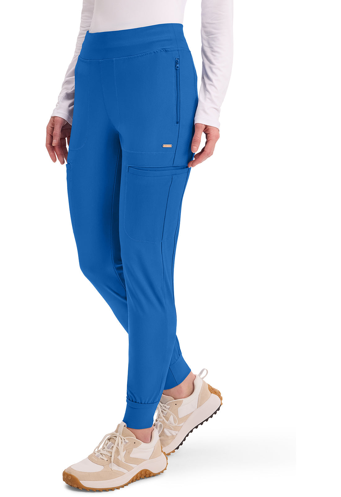 Form CK092 Women's Mid Rise Tapered Leg Drawstring Scrub Pants Royal