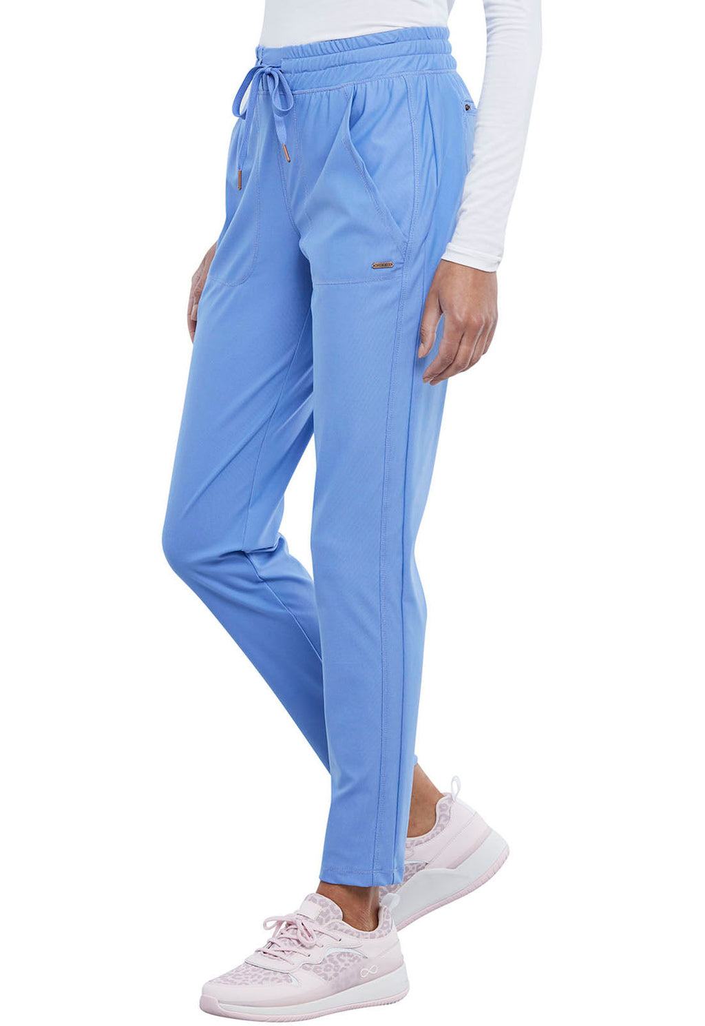 Form CK095 Mid Rise Tapered Leg Drawstring Pants Ciel Model Image Right Side | Cherokee