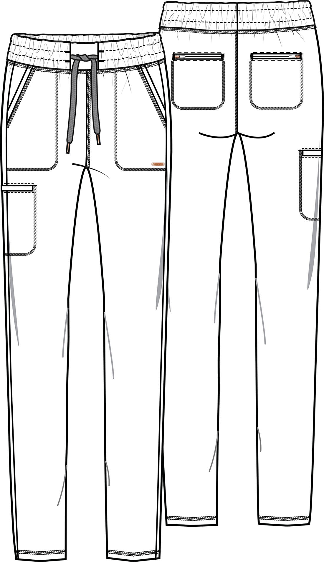 Form CK095 Women's Mid Rise Tapered Leg Drawstring Scrub Pants Olive Branch