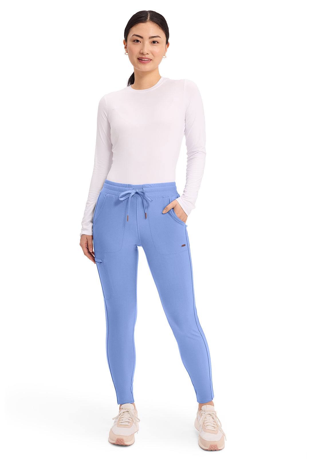 Form CK095 Women's Mid Rise Tapered Leg Drawstring Scrub Pants Ciel Blue