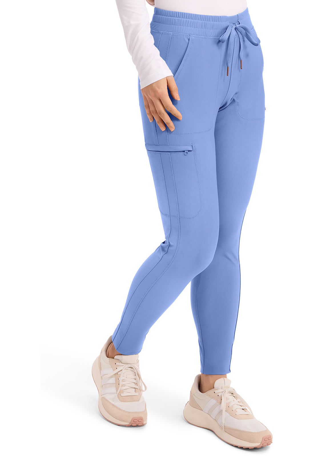 Form CK095 Women's Mid Rise Tapered Leg Drawstring Scrub Pants Ciel Blue