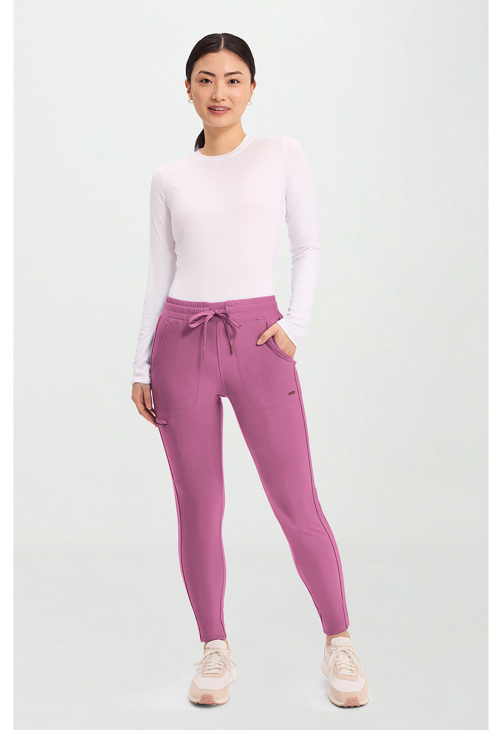 Form CK095 Women's Mid Rise Tapered Leg Drawstring Scrub Pants Dusty Mauve