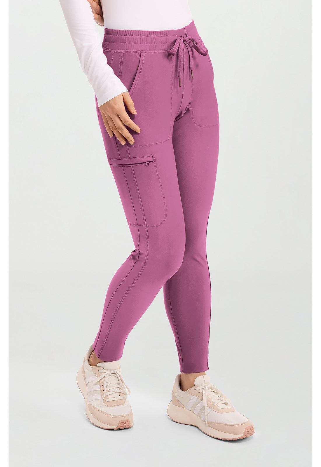 Form CK095 Women's Mid Rise Tapered Leg Drawstring Scrub Pants Dusty Mauve