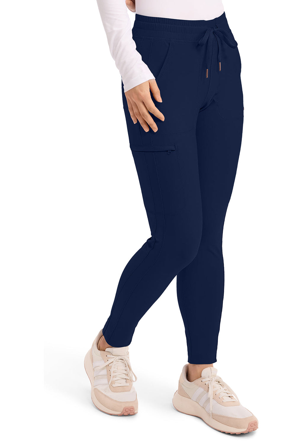 Form CK095 Women's Mid Rise Tapered Leg Drawstring Scrub Pants Navy
