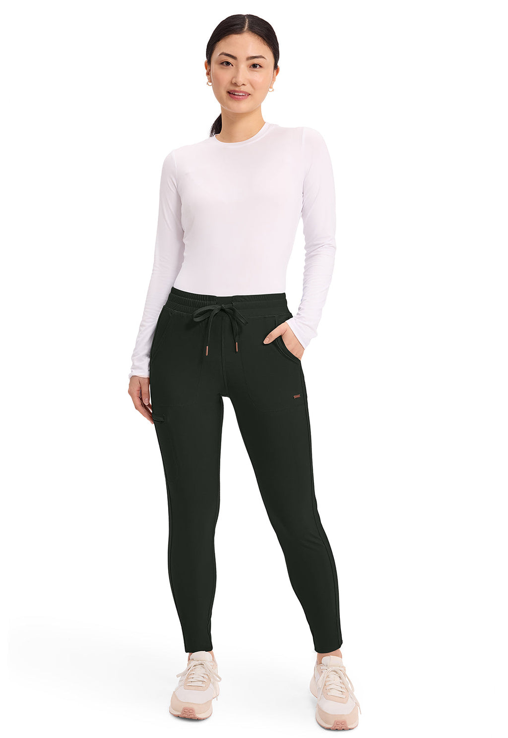 Form CK095 Women's Mid Rise Tapered Leg Drawstring Scrub Pants Olive Branch