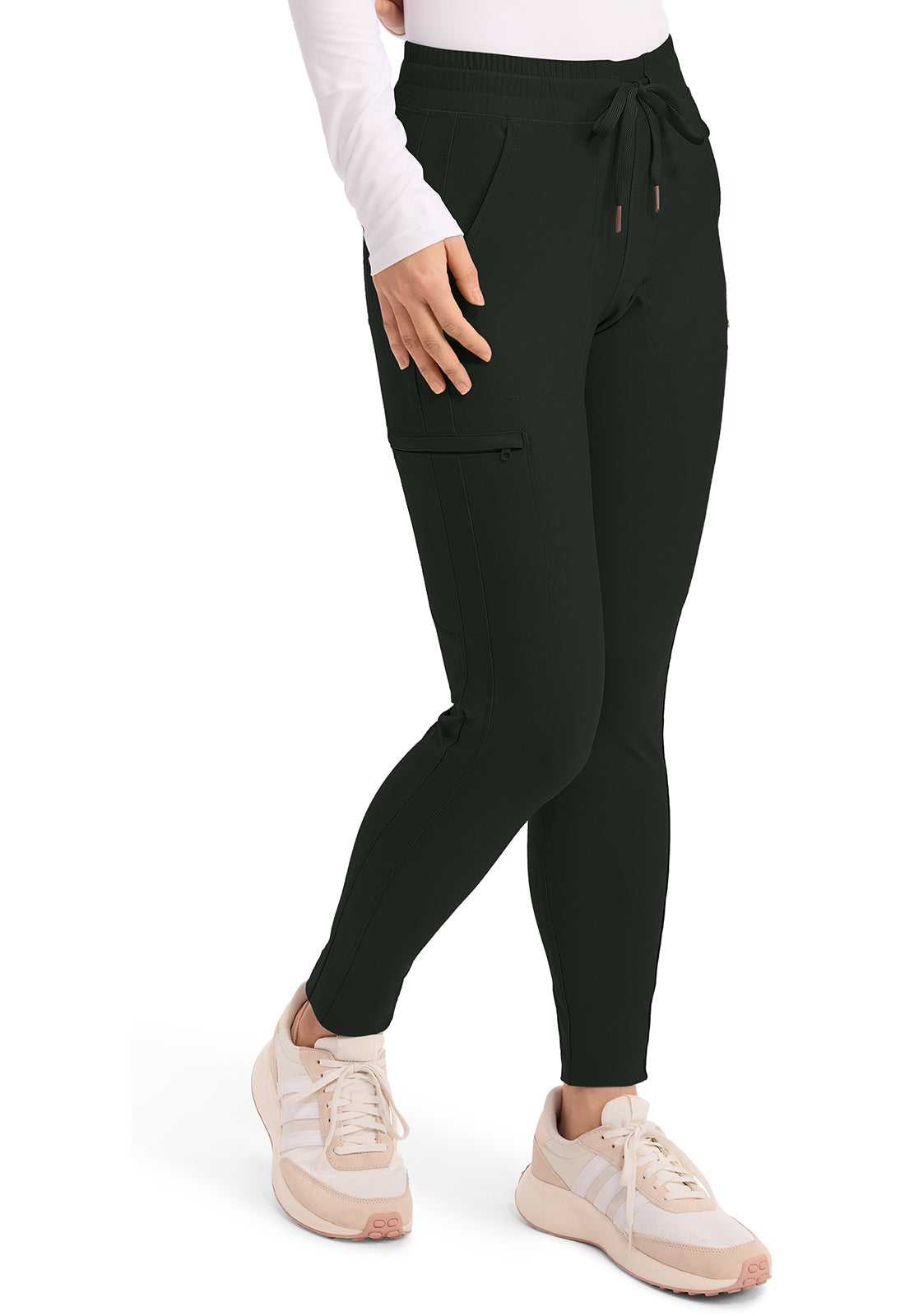 Form CK095 Women's Mid Rise Tapered Leg Drawstring Scrub Pants Olive Branch