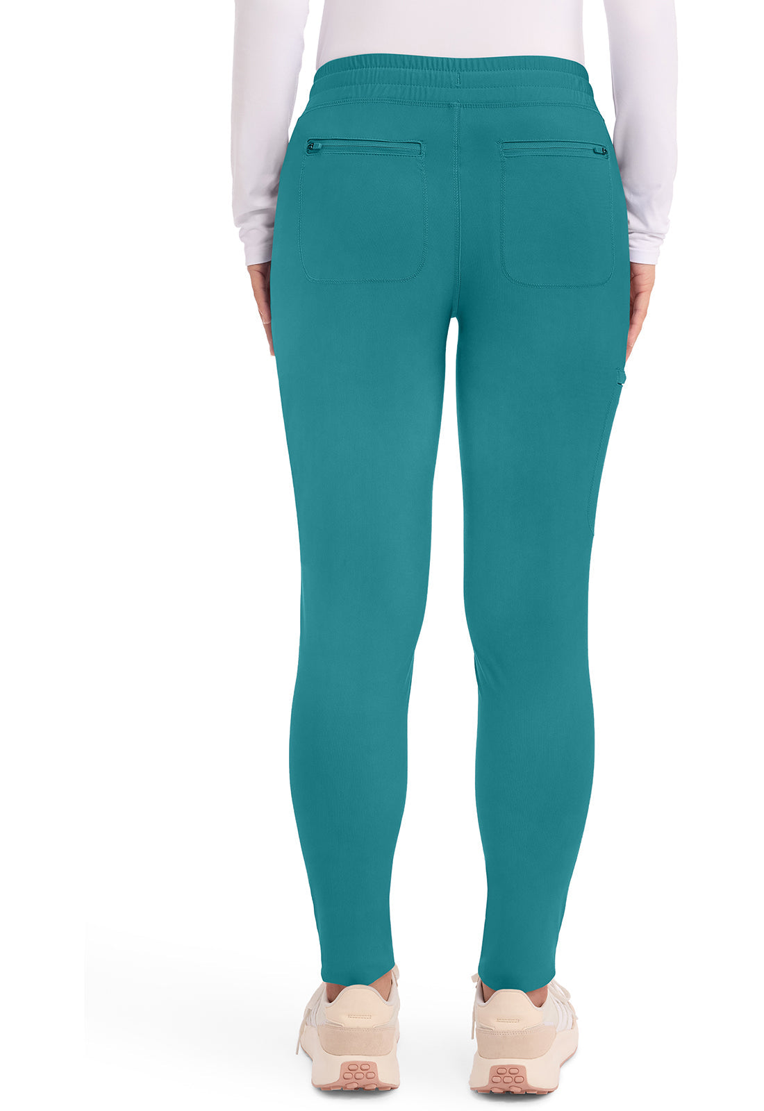 Form CK095 Women's Mid Rise Tapered Leg Drawstring Scrub Pants Teal Blue