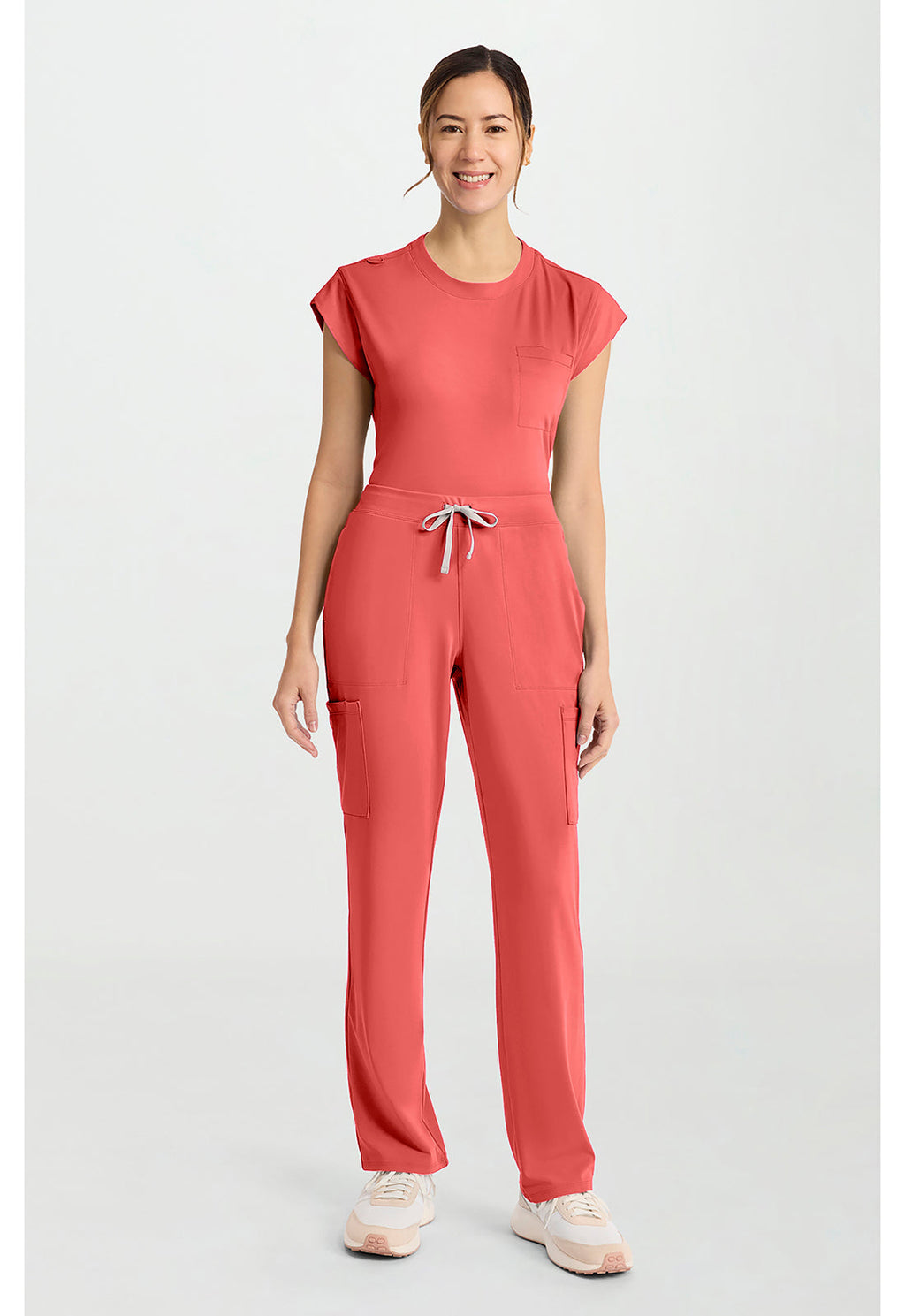 Achieve CK096 Women's 5-Pocket Straight Leg Scrub Pants True Coral