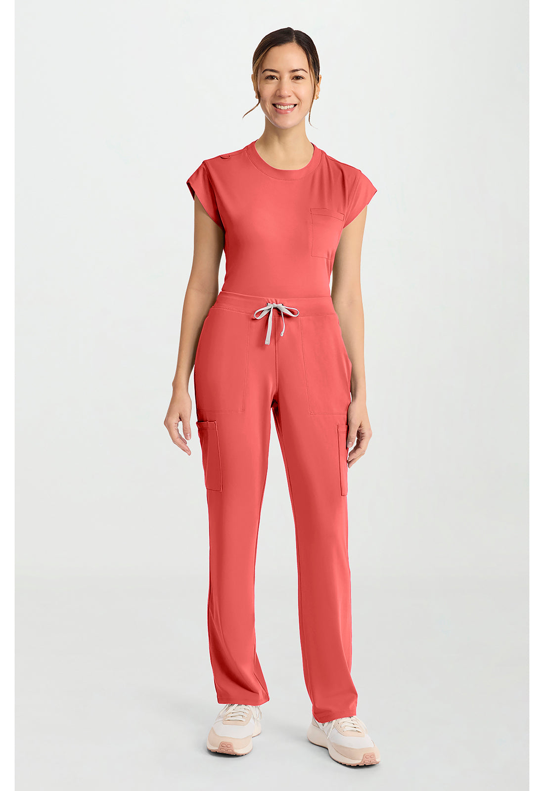 Achieve CK096 Women's 5-Pocket Straight Leg Scrub Pants True Coral