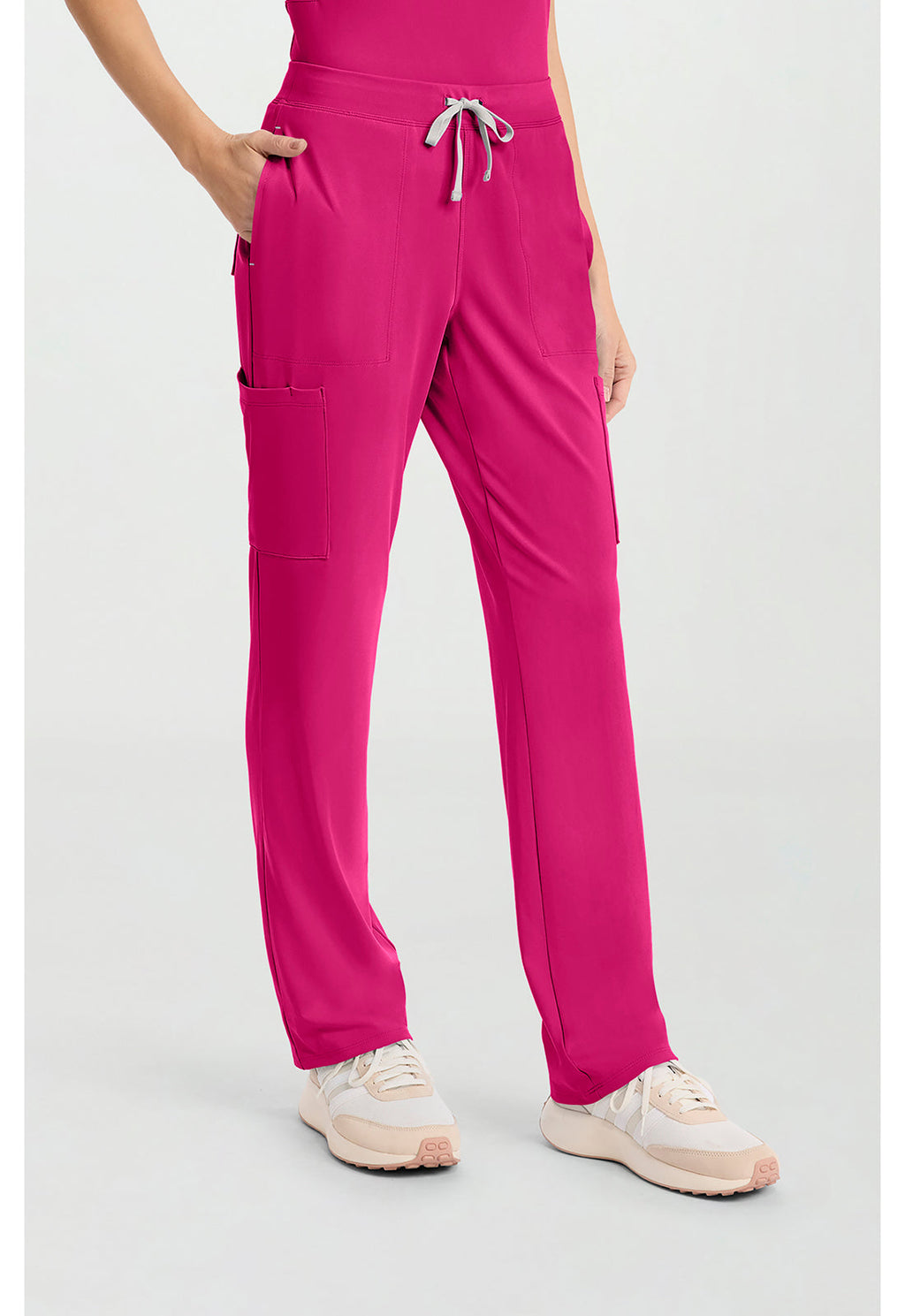 Achieve CK096 Women's 5-Pocket Straight Leg Scrub Pants Tropical Hibiscus