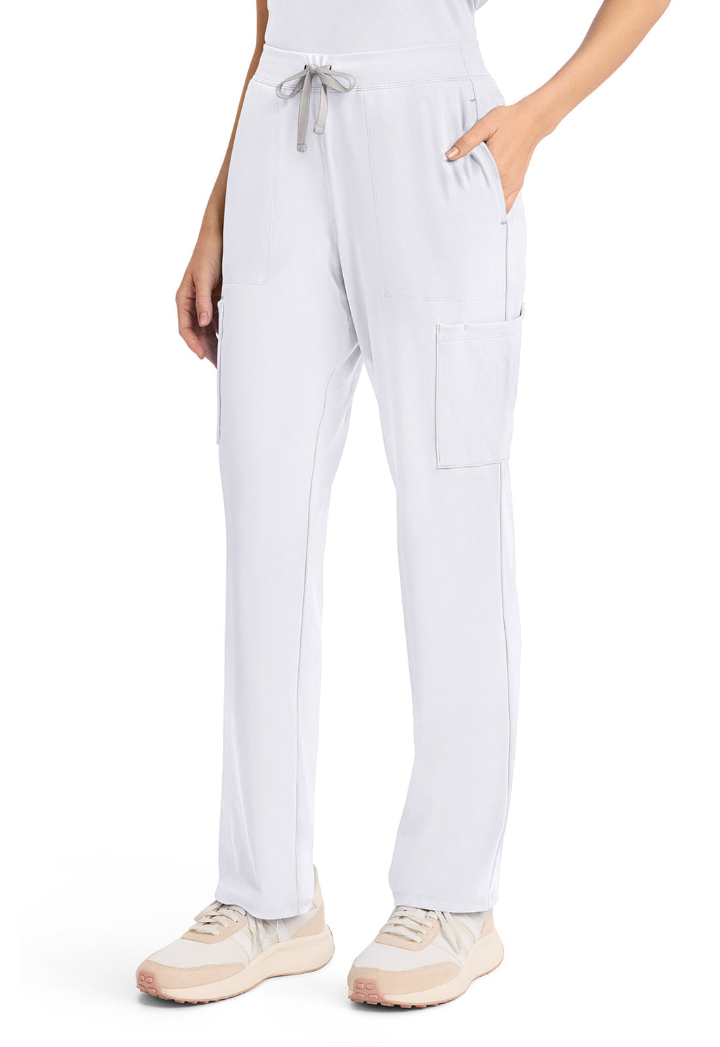 Achieve CK096 Women's 5-Pocket Straight Leg Scrub Pants White